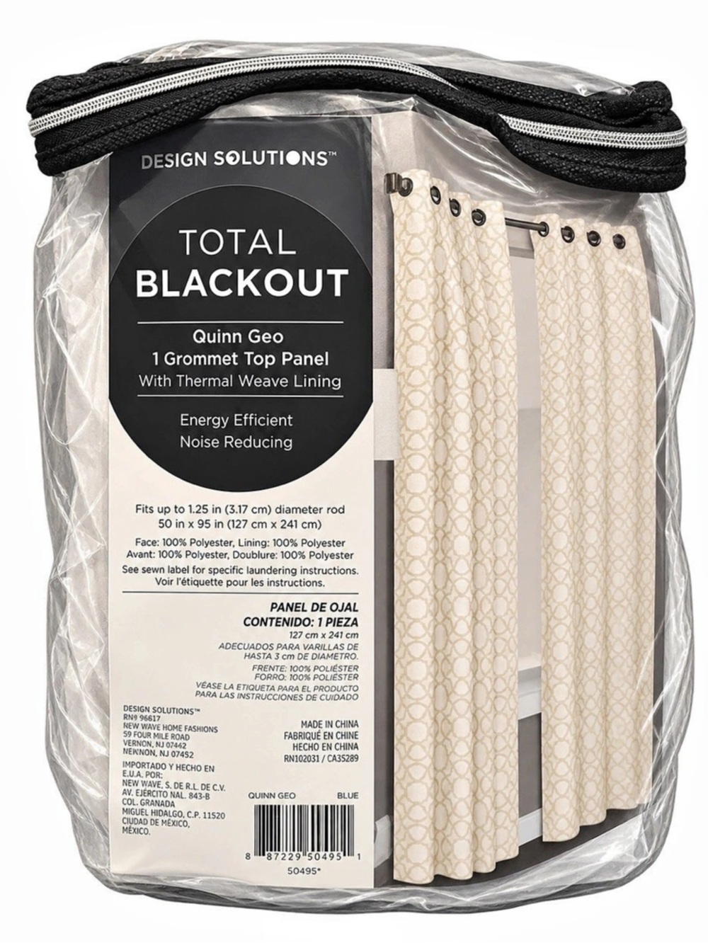 Design Solutions Total Blackout Quinn Geo 1 Grommet Top Panel Blackout Curtain